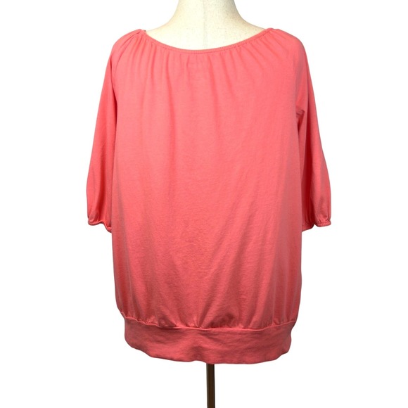 Lane Bryant Peasant Top Plus Size 18 20W Relaxed Fit Coral Pink 3/4 Sleeve Modal - Picture 4 of 6
